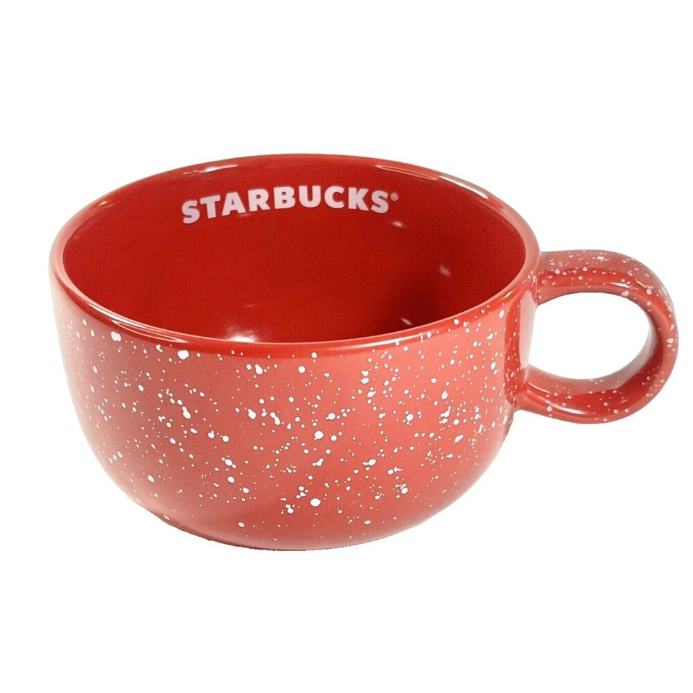 Starbucks 2019 Red White Speckles 16 oz Coffee Mug Tea Soup-de57